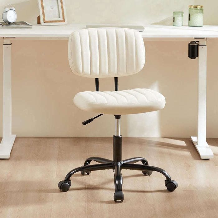 Aidoly Office Desk Chair, Armless Computer Chair with Lumbar Support, PU Leather Low Back Task Chair with Wheels