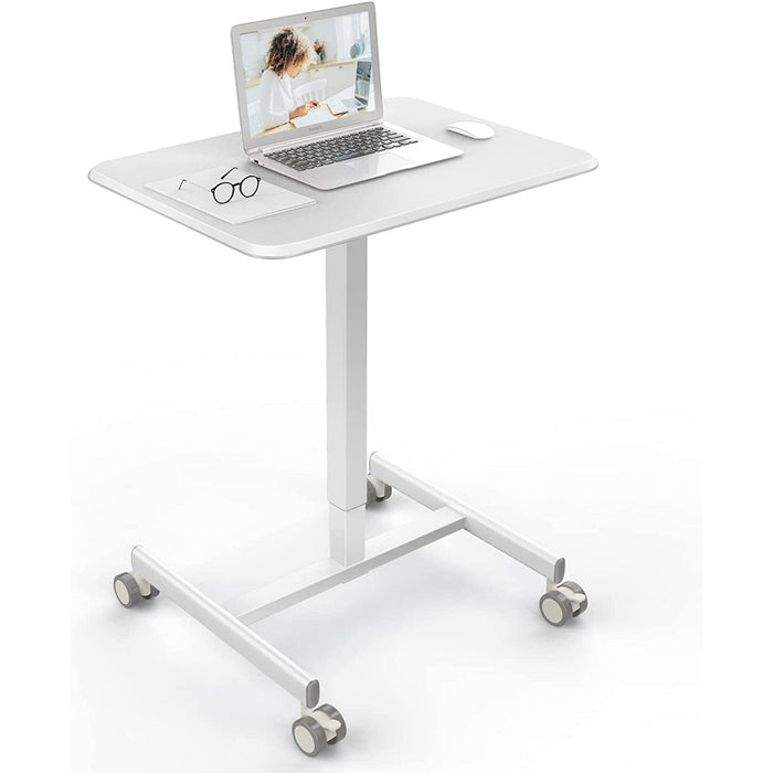 Betcozy Small Standing Desk, Mobile Stand up Desks with Lockable Wheels, Adjustable Height, 26 Inch Portable Rolling Laptop Computer Desks for Home