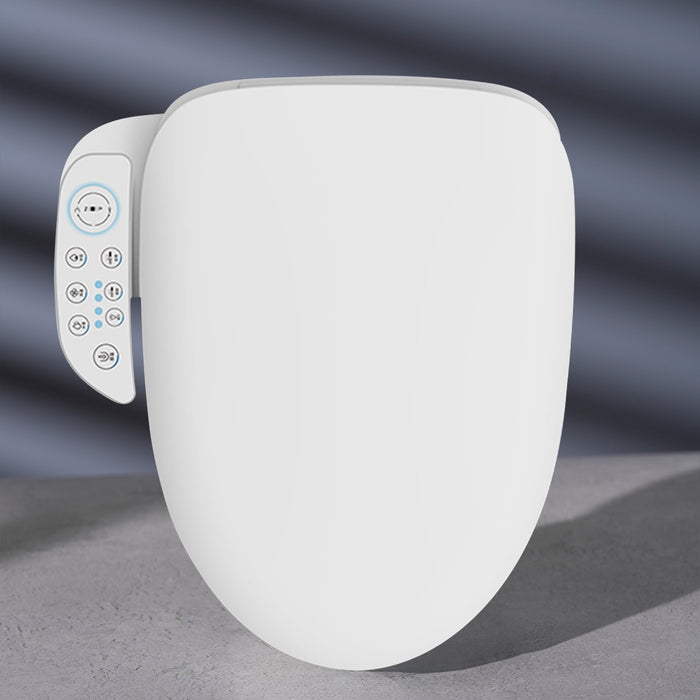 Smart Bidet Toilet Seat with Wireless Remote and Side Panel, Multiple Spray Modes, Adjustable Heated Seat, Warm Water and Air Dryer, Auto LED Nightlight, Round