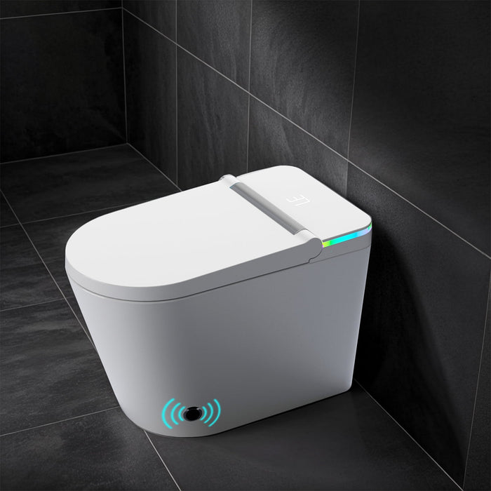 Smart Toilet with Bidet, Auto Open/Close Lid Toilet with Auto-Flush, Adjustable Heated Seat With LED Nightlight, Foot Sensor, Digital Display, Remote Control