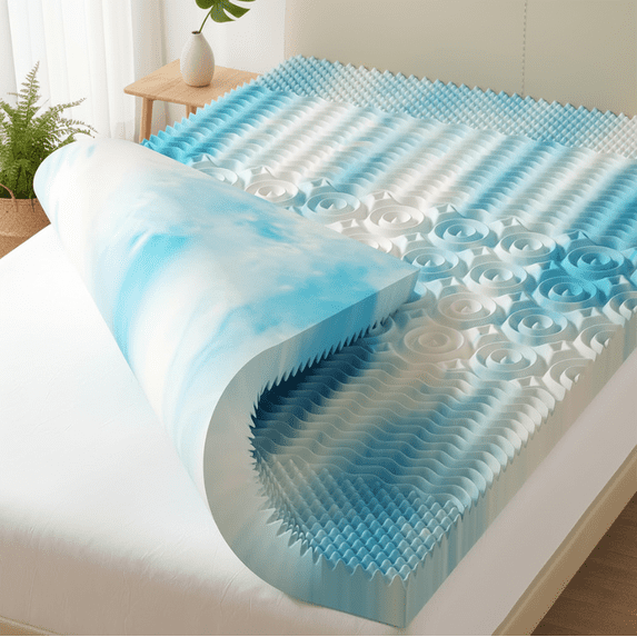 Beddle 2/3/4 Inch 5-Zoned Memory Foam Mattress Topper with Infusion Breathable Gel Layer