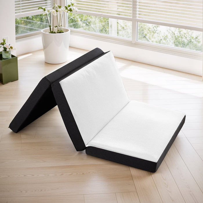 Beddle Tri-Fold Memory Foam Mattress with Cover, Foldable Single Size Mattress Topper
