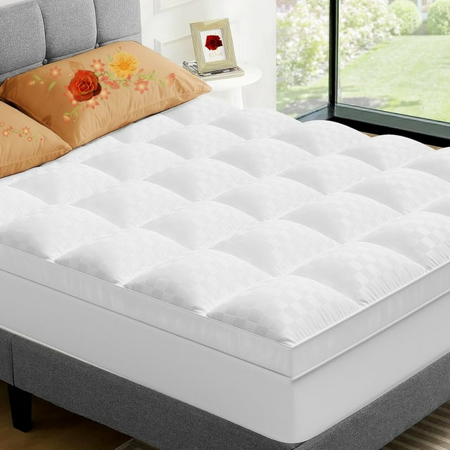 Smiaoer Mattress Topper Twin Plush Cooling Mattress Pad, Down Alternative Mattress Protector Pillow Top Mattress Cover with 8-21" Deep Elastic Pocket