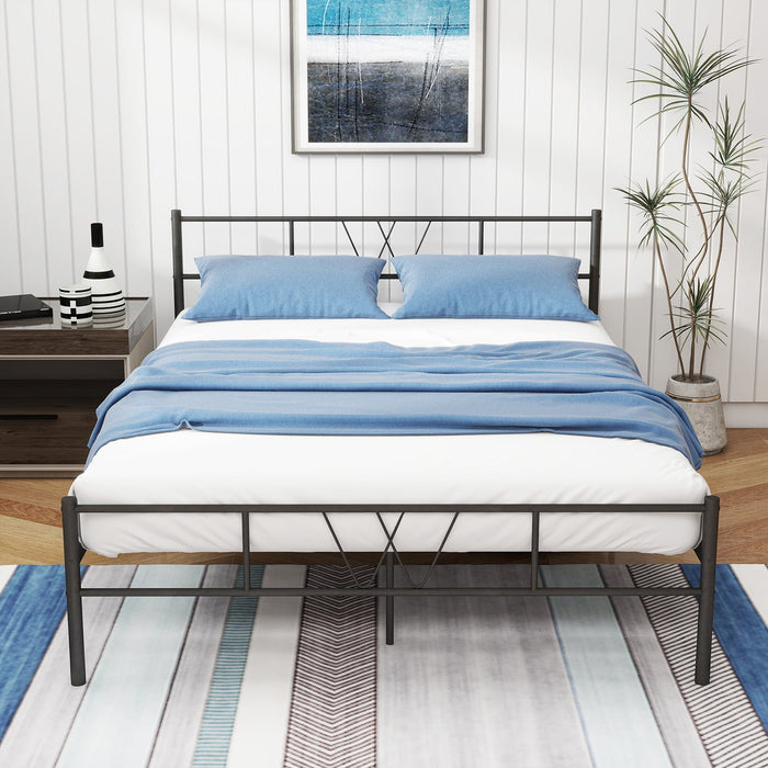 Bed Frame with Headboard,12 Inch Heavy Duty Slat Metal Platform Bed Frame,No Box Spring Needed