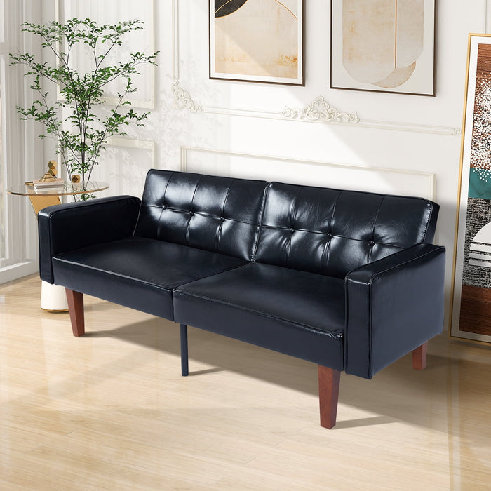 Smiaoer Futon Sofa Convertible Couch Memory Foam Sofa Bed,Black