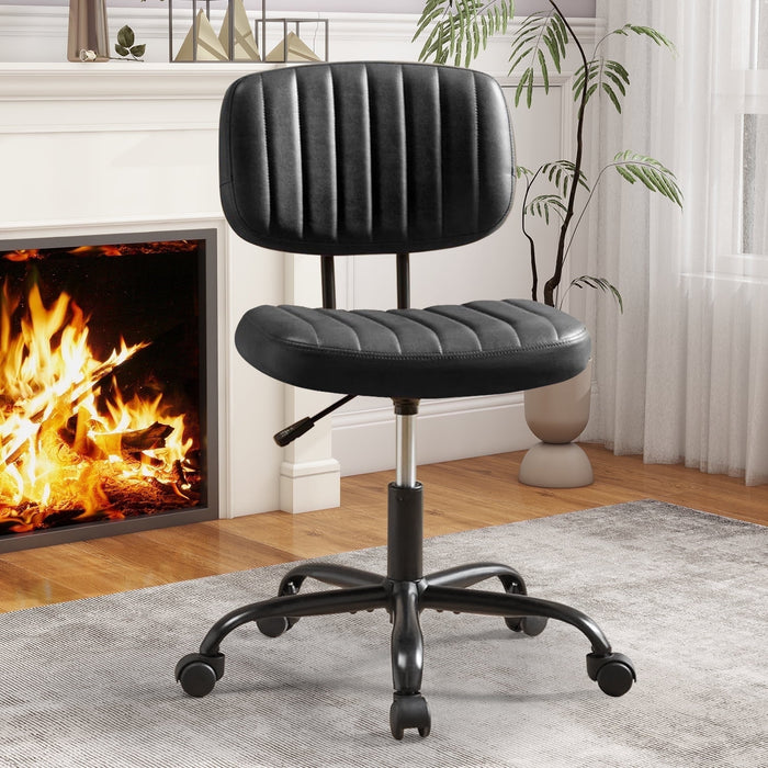 BEDDLE Home Office Task Desk Chair Armless Lumbar Support Low Back Height Adjustment