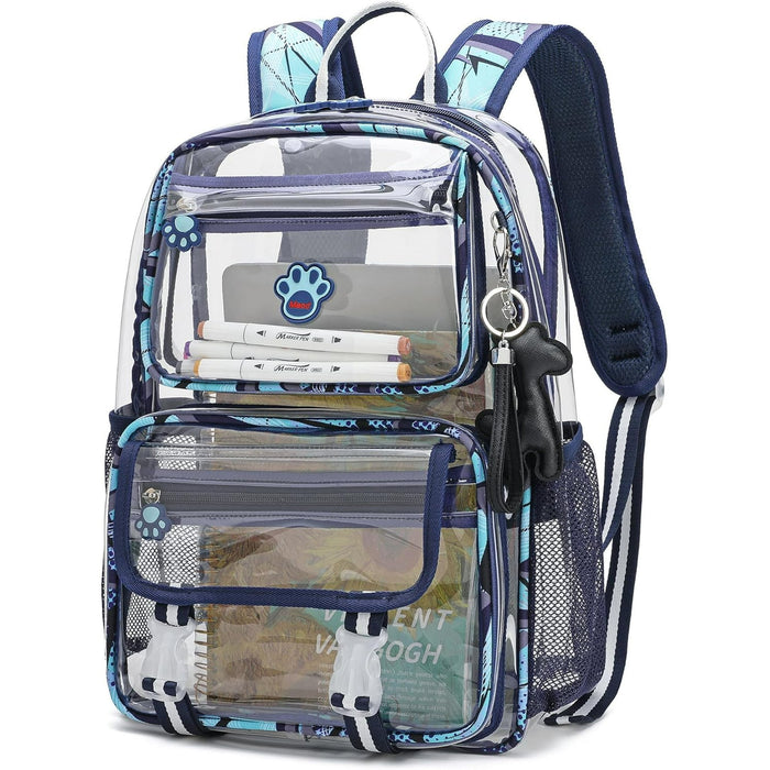 Smiaoer Large Clear Backpack for School Stadium Travel Transparent Book Bag for Teen Students,Pink