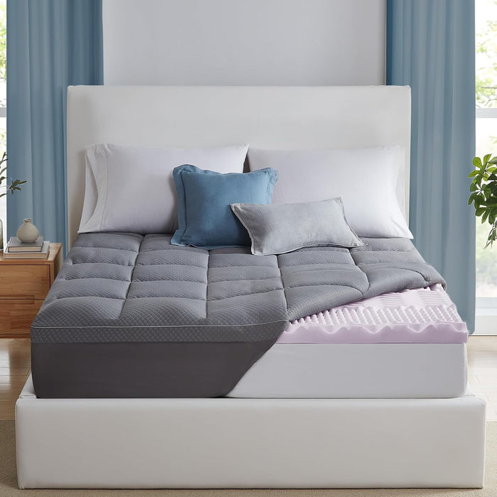 Gel Memory Foam Mattress Topper, 4 inch Bed Topper for Queen Size Bed