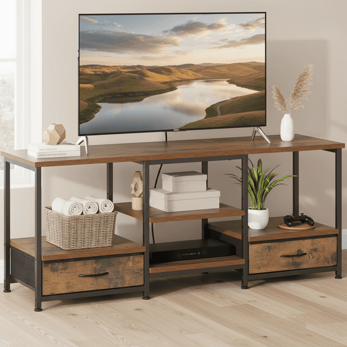 Beddle Modern TV Stand for 55 60 inch TV, Mid Century Entertainment Centre, Media Console Table with Storage for Living Room, Office, Black