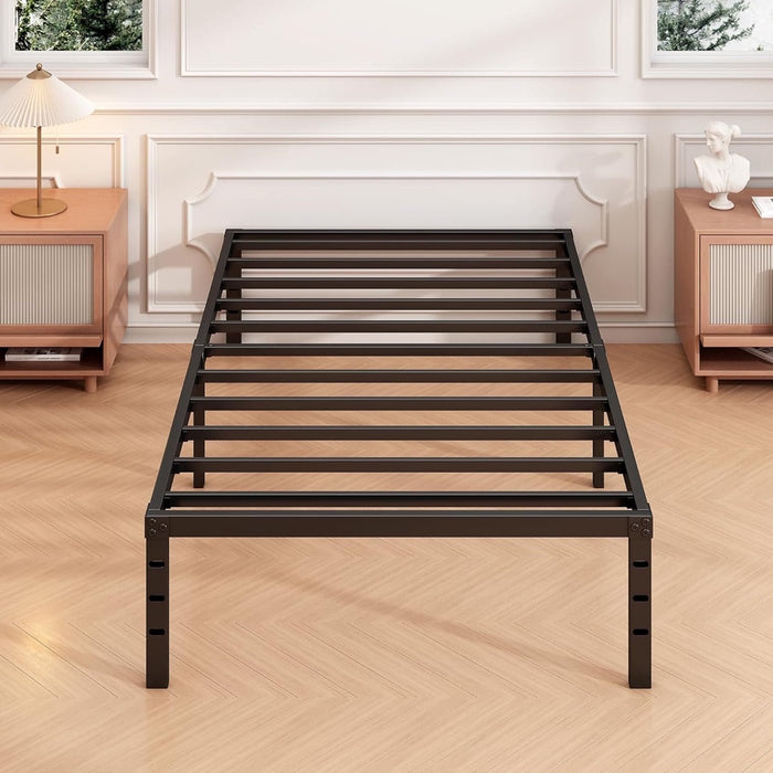 Beddle Metal Bed Frame with Storage Space, Heavy Duty Platform, No Box Spring Needed, Black