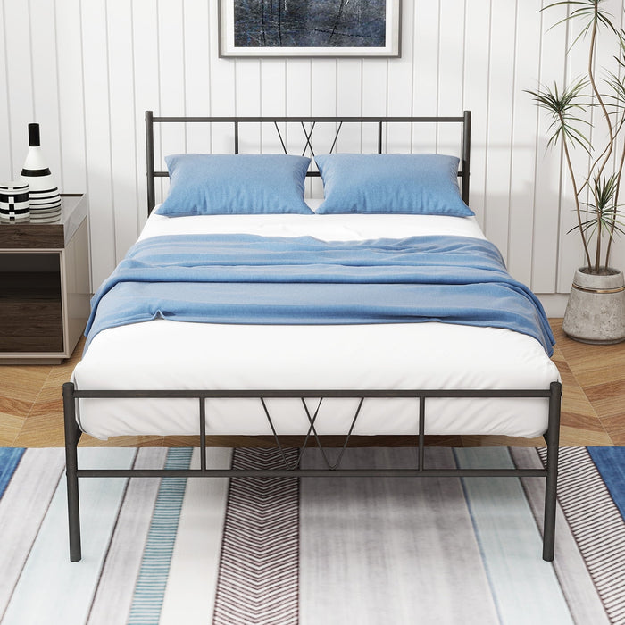 Beddle Bed Frame with Headboard,12 Inch Heavy Duty Slat Metal Platform Bed Frame,No Box Spring Needed,Black