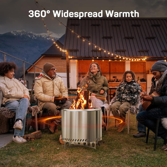 Smokeless Fire Pit, 19-Inch Outdoor Firepit with Stand, Portable 304Stainless Steel Wood Burning Bonfire for Outside Patio Camping with Carry Bag, Ideal for 4-6 People