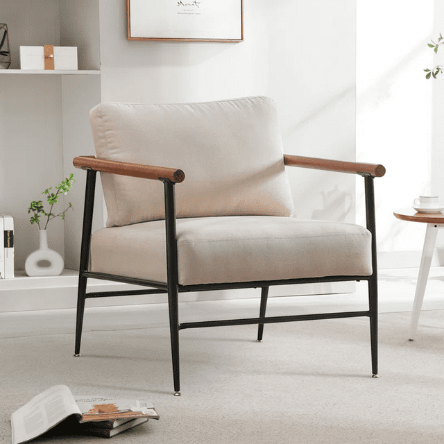 Mid-Century Modern Comfy Fabric Armchair