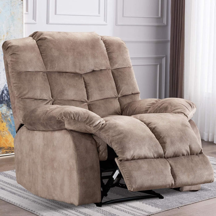 Wide Modern Overstuffed Single Recliner Chair - Breathable Fabric Manual Reclining Sofa with Wide Backrest for Living Room