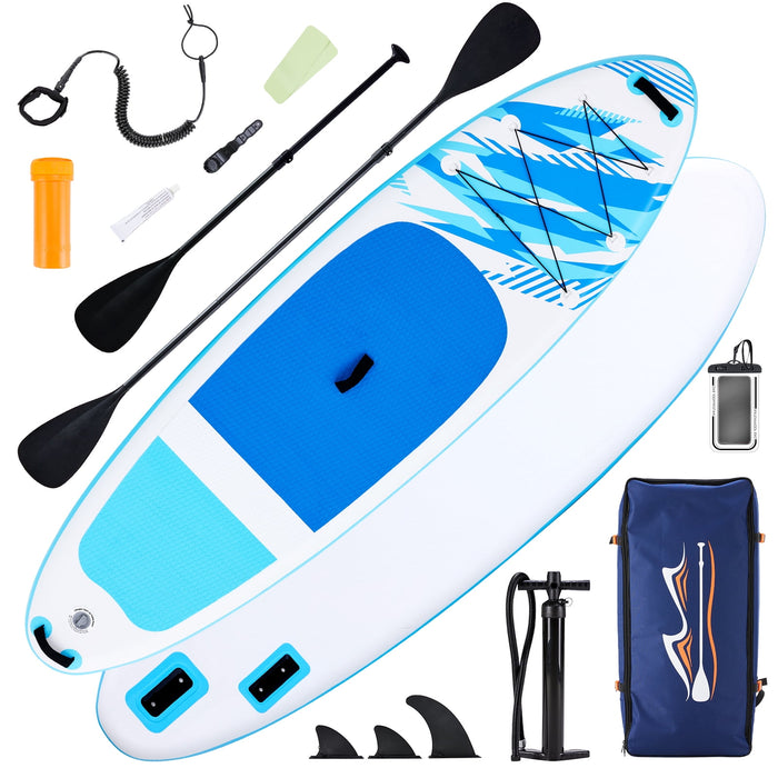TINKLE WELL Inflatable Stand Up Paddle Board (SUP) Kit, Ultra-Stable Wide Design w/Non-Slip Deck &amp; 2-in-1 Adjustable Paddle, Complete Set for Beginners/Experts, Youth &amp; Adults