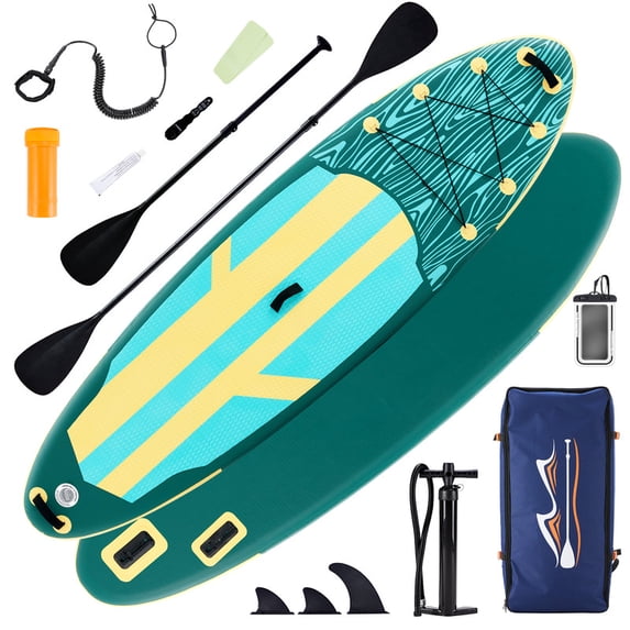 TINKLE WELL Inflatable Stand Up Paddle Board (SUP) Kit, Ultra-Stable Wide Design w/Non-Slip Deck &amp; 2-in-1 Adjustable Paddle, Complete Set for Beginners/Experts, Youth &amp; Adults