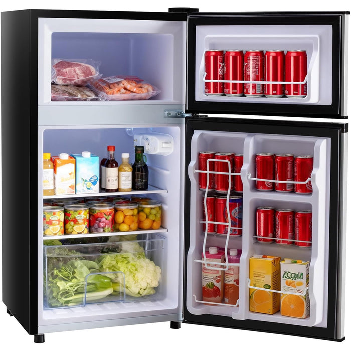 TINKLE WELL 2.4 Cu.ft Mini Fridge with Freezer, On Sale Compact Dual-Door Refrigerator for Bedroom, Dorm & Office, Black