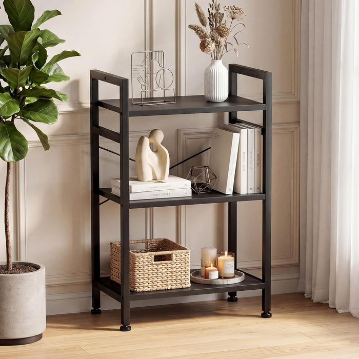TINKLE WELL 5-Tier Modern Tall Bookshelf, Multi-Purpose Storage BookShelf for Home, Office, Garage, Industrial Corner, Organizer for Books, Movies, CDs and More