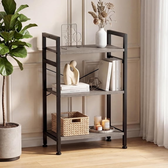TINKLE WELL 5-Tier Modern Tall Bookshelf, Multi-Purpose Storage BookShelf for Home, Office, Garage, Industrial Corner, Organizer for Books, Movies, CDs and More
