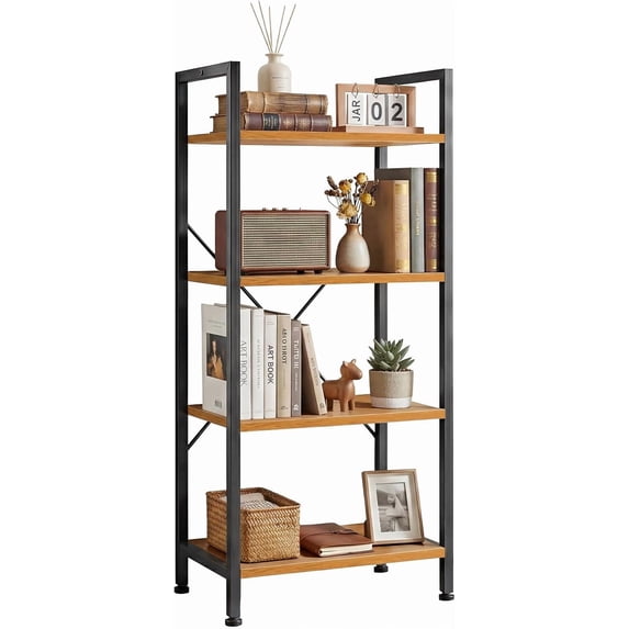 TINKLE WELL 5-Tier Modern Tall Bookshelf, Multi-Purpose Storage BookShelf for Home, Office, Garage, Industrial Corner, Organizer for Books, Movies, CDs and More