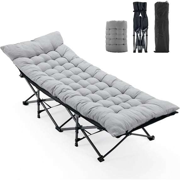 TINKLE WELL Folding Camping Cot, 74" Heavy Duty Bed for Adult, 1200D Oxford Fabric & Steel Frame, Supports 500lbs, Compact Portable Carry