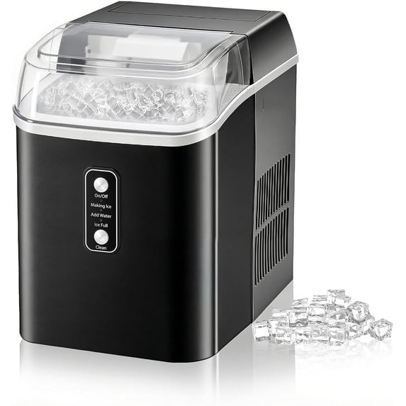 TINKLE WELL Nugget Ice Maker Countertop, Portable Ice Machine with Removable Basket & Scoop, 6-Min Fast Ice, 24lbs/Day, Self-Cleaning, Quiet, for Home, RV, Camping