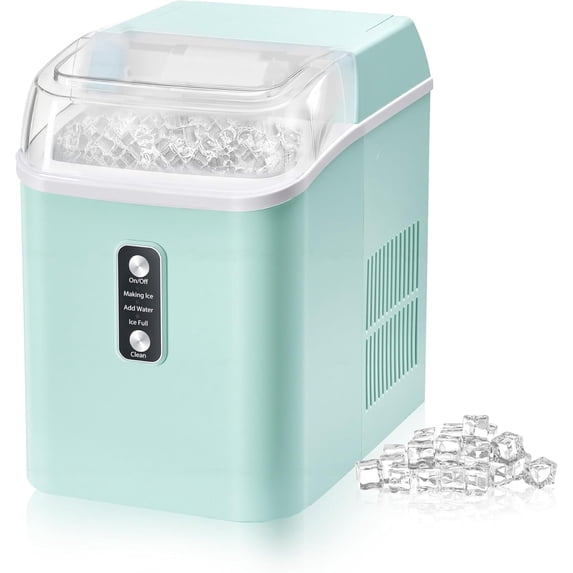 TINKLE WELL Nugget Ice Maker Countertop, Portable Ice Machine with Removable Basket & Scoop, 6-Min Fast Ice, 24lbs/Day, Self-Cleaning, Quiet, for Home, RV, Camping