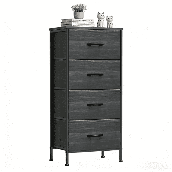 Aidoly 4-Tier Fabric Drawer Storage Cabinet with Wooden Top &amp; Metal Frame - Multi-Purpose Organizer for Bedroom, Living Room, Office