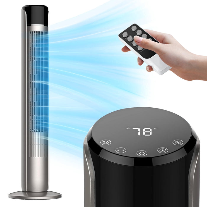 Beddle Tower Fan for Home, 36" Standing Floor Fan with Remote, Bladeless Fan Cold Air Quiet, 5 Speeds, 4 Modes, LED Display