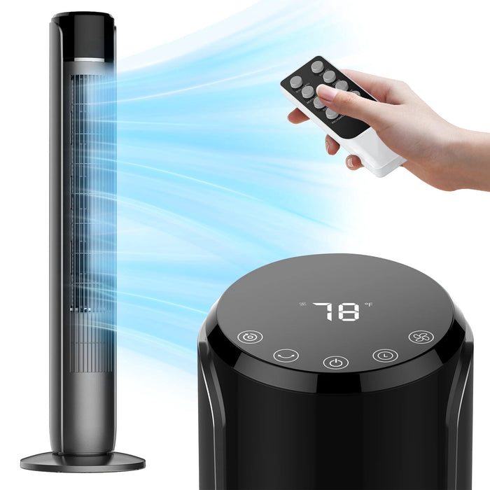 Beddle Tower Fan for Home, 36" Standing Floor Fan with Remote, Bladeless Fan Cold Air Quiet, 5 Speeds, 4 Modes, LED Display