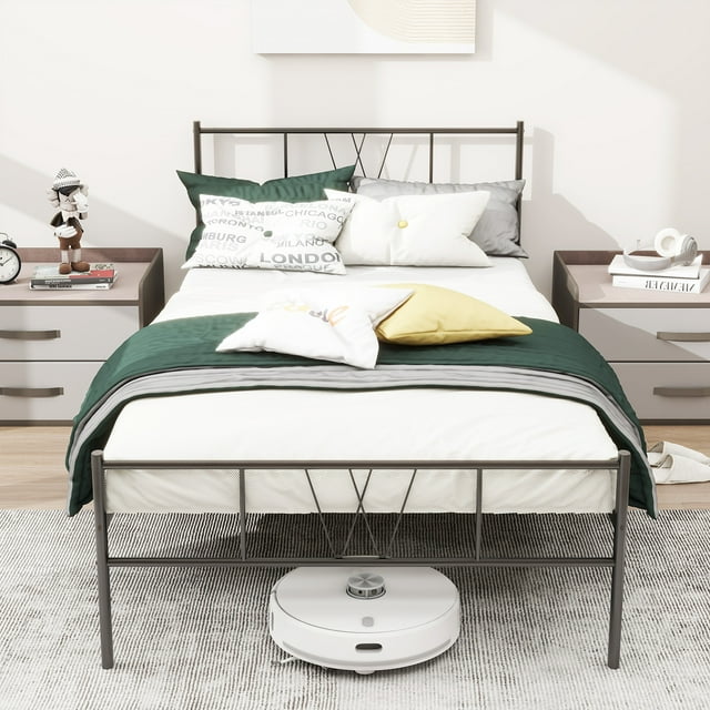 Bed Frame with Headboard & Footboard,Metal Platform Bed Frame,No Box Spring Needed,Quiet & Sturdy