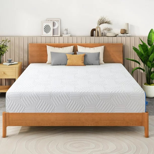 Twin Mattress, 8 inch Green Tea Memory Foam Mattress , Cooling Gel Memory Foam Mattress in a Box, Medium, Made in USA, White