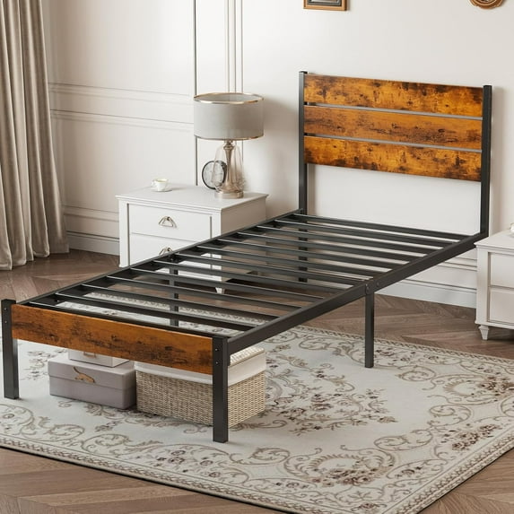 Blorly Bed Frame, Metal Bed with Headboard, 700LBS Heavy Duty Mattress Foundation with Steel Slats Support, No Box Spring Needed, Noise Free