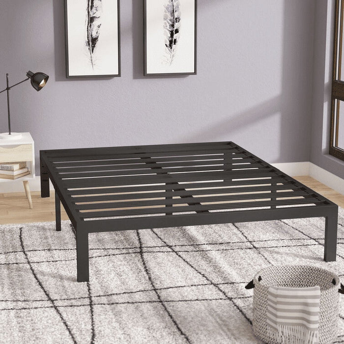 King Size Platform , Heavy Duty Metal Bed Frame with  Under Bed Storage Space