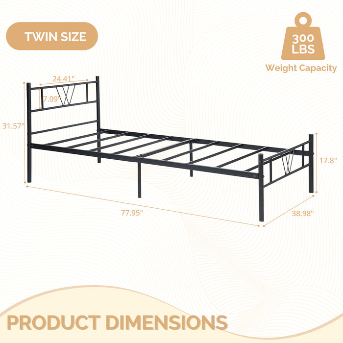 Beddle Bed Frame with Headboard, Metal Platform Bed Frame, No Box Spring Needed, Quiet & Sturdy