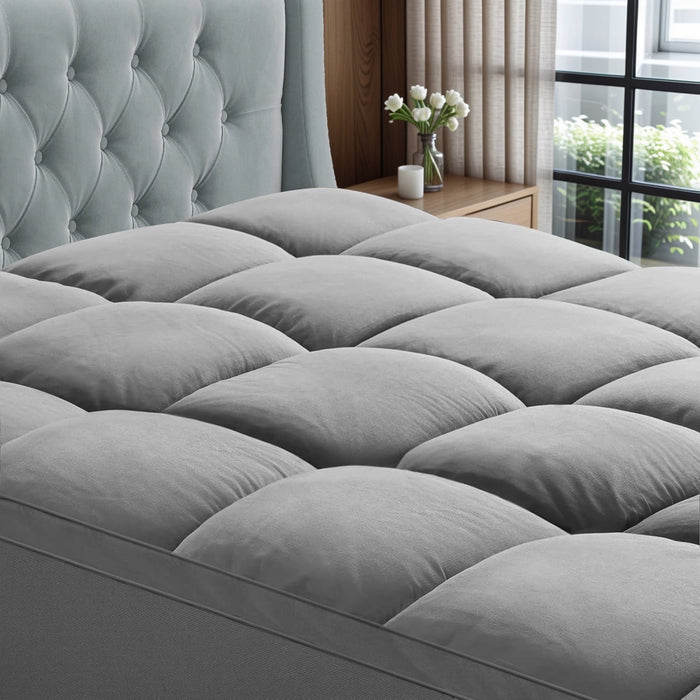 Mattress Pad with 900GSM Down Alternative Fill, Washable Mattress Cover with Deep Pocket