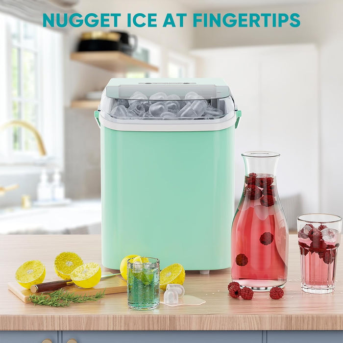 Blorly Ice Maker, Portable Countertop Icemaker Machine, Self Cleaning Quiet 2 Sizes Bullet Cubes Makers, 9 Cubes in 6 Mins, 26lbs/24Hrs with Ice Scoop, Basket for Home Kitchen Party,White