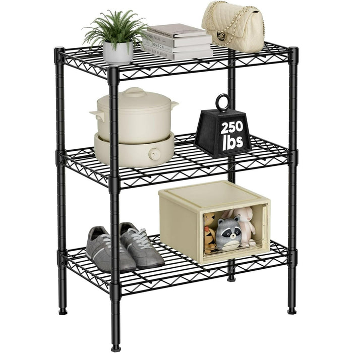 Versatile 3-5-Tier Adjustable Metal Shelving Unit - Heavy Duty Standing Shelf, Steel Racks for Organized Storage in Kitchen, Closet, Pantry, Garage, Bathroom, Laundry,Hold up to 250 lbs
