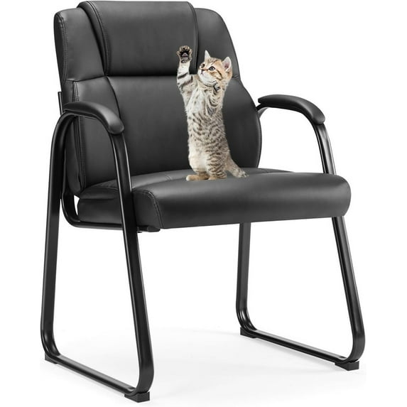 Beddle Waiting Room Guest Chairs, Stationary Office Reception Armchairs with Padded Seat, No Wheels, for Lobby, Conference