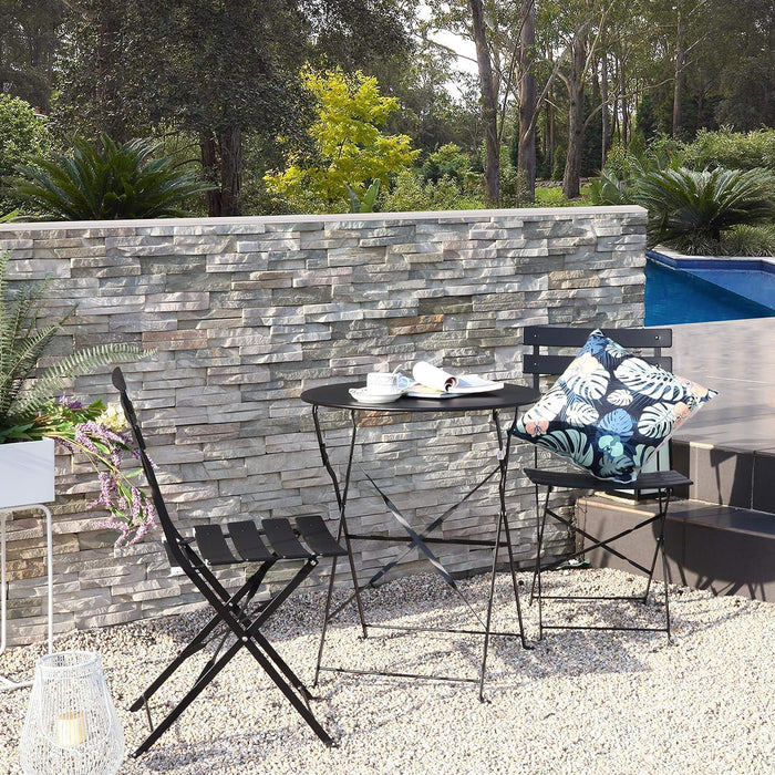 Premium Steel Patio Bistro Set, Folding Outdoor Patio Furniture Sets, 3 Piece Patio Set of Folding Patio Table and Chairs