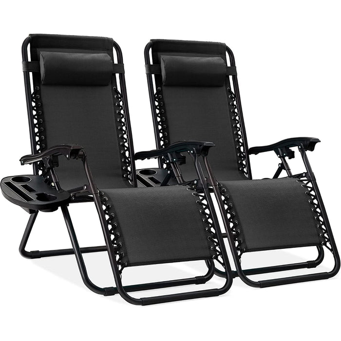 Betcozy Zero Gravity Chairs, Patio Folding Lawn Outdoor Lounge Gravity Camp Reclining Lounge Chair with Cup Holder Pillows for Poolside Backyard and Beach