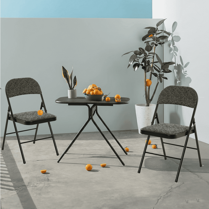 Taoset Folding Chair, 2 Pack Metal Padded Chairs for Outdoor & Indoor, Events Office Wedding Party, 330lbs Capacity, Dark Gray