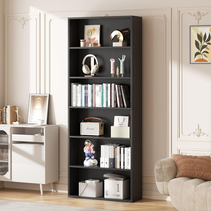 Blorly 6 Tier Bookcase,63 Inch Tall Bookshelf Storage Wall Shelf Organizer Display StandBook Shelf, Corner Storage Organizer, Black