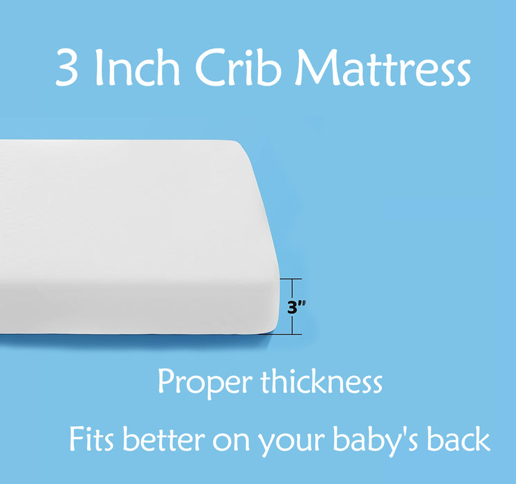 Pack and Play Mattress, Dual Sided 2-Stage Premium Memory Foam Mattresses Pad, 3" Pack n Play Pen Portable Mini Crib Mattress for Baby Toddler with Washable Breathable Cover