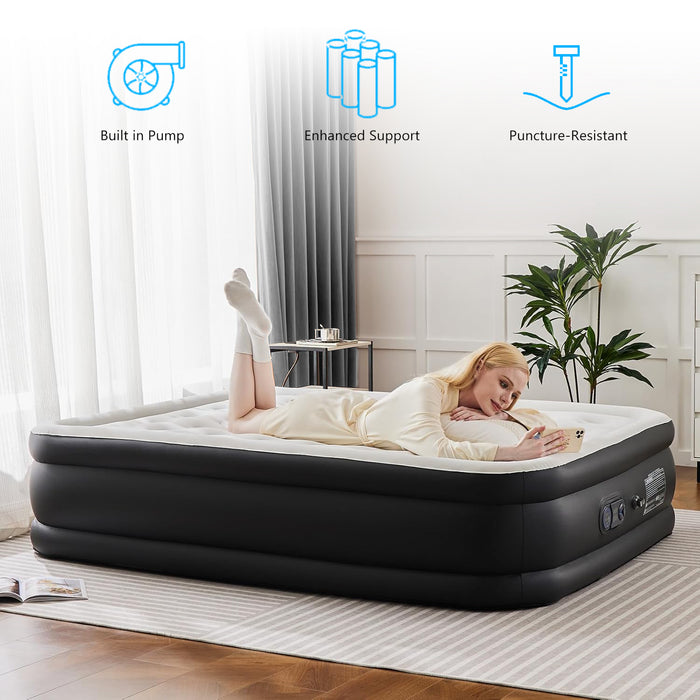 Beddle Air Mattress with Built-in Pump, Inflatable Bed for Camping & Guests, Indoor Airbed