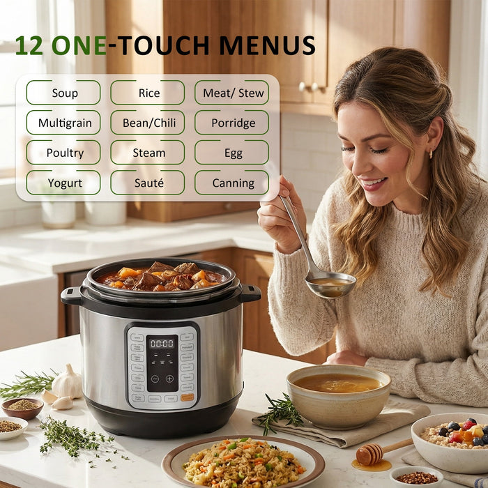 Beddle Electric Pressure Cooker 8 Quart Instant Cooker Multi-Function Rice Cooker, Slow Cooker, Steamer & Stainless Steel Pot