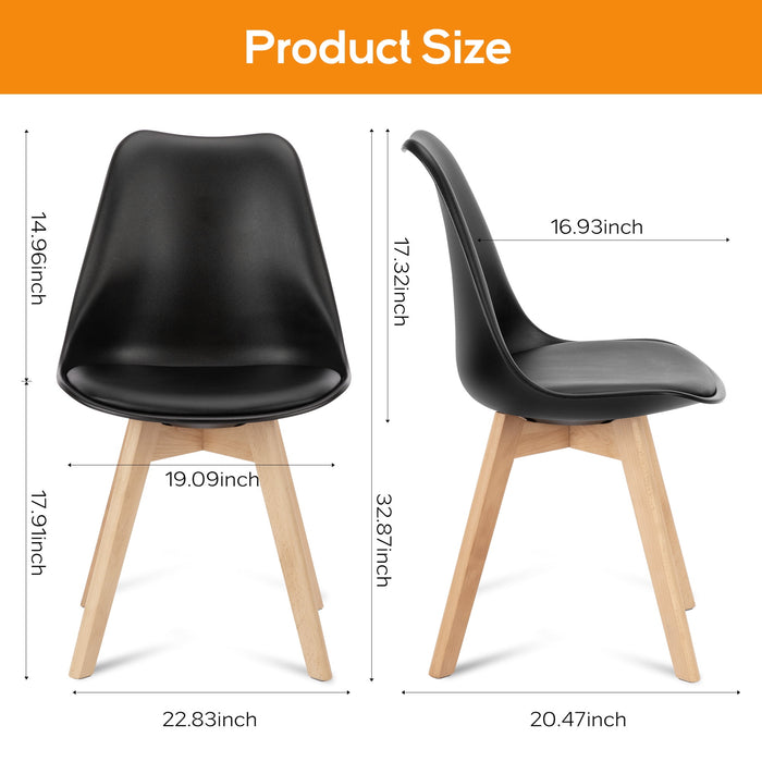 Aidoly Set of 4 Dining Kitchen Chairs, Modern Chair with Wood Legs, PU Leather with Soft Cushion