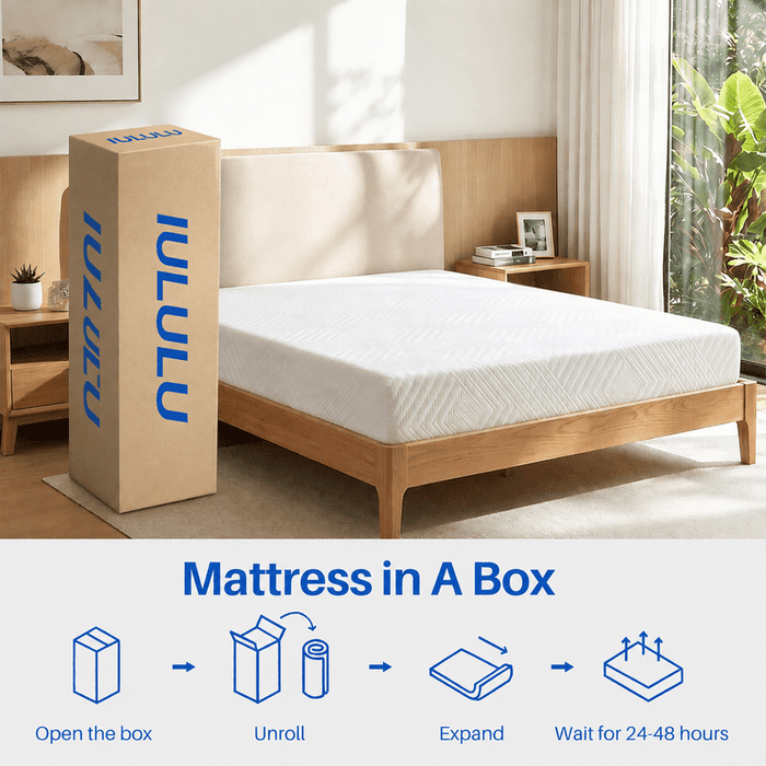 IULULU Memory Foam Mattress Bed in a box, with Green Tea Cool, Medium