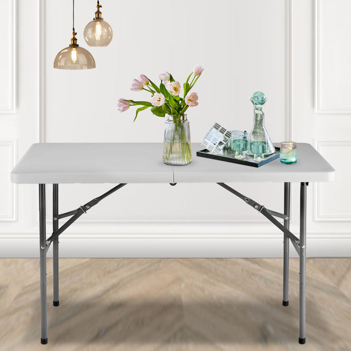 Simenmax 4ft Heavy Duty Folding Table - Portable Outdoor Indoor Plastic Desk for Camping, Picnic & Parties