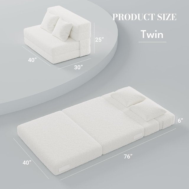 6'' Folding Sofa Bed with 2*Pillow, Convertible Makeshift bed, Futon SofaBed Couch,
